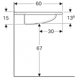 Раковина для ванної Geberit Vitalis 65 см для осіб з обмеженими можливостями санфарфор білий 121765000