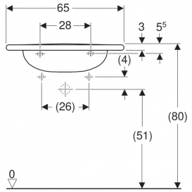 Раковина для ванної Geberit Vitalis 65 см для осіб з обмеженими можливостями санфарфор білий 121765000