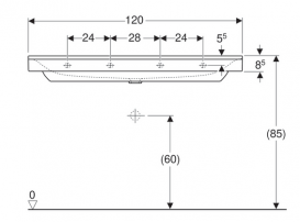 Раковина для ванной Geberit Xeno² 120 см без отверстия для смесителя санфарфор белый/специальное керамическое покрытие KeraTect 500.552.01.1