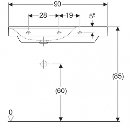 Раковина для ванной Geberit Xeno² полкой справа санфарфор белый/специальное керамическое покрытие KeraTect 500.533.01.1