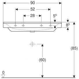 Раковина для ванної Geberit Xeno² 90 см без отвору для змішувача санфарфор білий/спеціальне керамічне покриття KeraTect 500.532.01.1