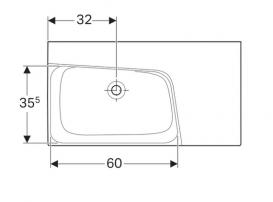 Раковина для ванної Geberit Xeno² полицею справа санфарфор білий / спеціальне керамічне покриття KeraTect 500.534.01.1
