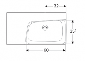 Раковина для ванної Geberit Xeno² з полицею зліва санфарфор білий/спеціальне керамічне покриття KeraTect 500.536.01.1