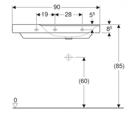 Раковина для ванної Geberit Xeno² з полицею зліва санфарфор білий/спеціальне керамічне покриття KeraTect 500.536.01.1