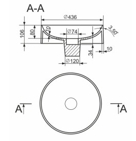 Раковина для ванной Granado Cati ⌀43,6 см мраморная крошка Gelcoat ISO white gbs0105g