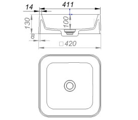 Раковина для ванной Granado Lalin 42х42 см мраморная крошка Gelcoat ISO white gbs1305g