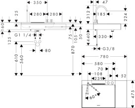 Раковина для ванної Hansgrohe Avalegra AquaUnit 78х47,5 см із змішувачем чорний матовий 22473670