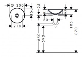 Раковина для ванной Hansgrohe Axor Suite Basins & Bathtub Ø30 см SolidSurface/металл хром 42000000