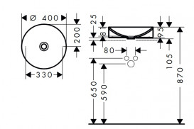 Раковина для ванной Hansgrohe Axor Suite Basins & Bathtub Ø40 см SolidSurface/металл шлифованный черный хром 42001340