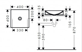 Раковина для ванної Hansgrohe Axor Suite Basins & Bathtub 40х40 см SolidSurface/метал хром 42003000