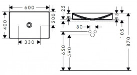 Раковина для ванной Hansgrohe Axor Suite Basins & Bathtub 60х40 см SolidSurface/металл шлифованная бронза 42004140