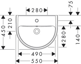 Раковина для ванної Hansgrohe GladeLake S 55х45 см кераміка білий 60101450