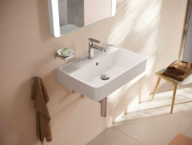 Раковина для ванной Hansgrohe Xanuia Q Compact 60х37 см c отверстием и переливом керамика белый 60213450