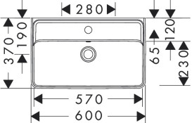 Раковина для ванной Hansgrohe Xanuia Q Compact 60х37 см c отверстием и переливом керамика белый 60213450