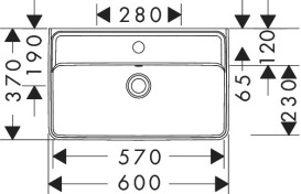 Раковина для ванной Hansgrohe Xanuia Q Compact 60х37 см c отверстием и переливом керамика SmartClean белый 61124450
