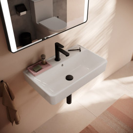 Раковина для ванной Hansgrohe Xanuia Q Compact 65х39 см c отверстием и переливом керамика SmartClean белый 61128450