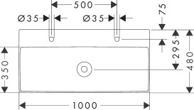 Раковина для ванної Hansgrohe Xelu Q 100х48 см з 2 отворами без переливу кераміка SmartClean білий 61037450