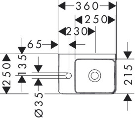 Раковина для ванной Hansgrohe Xelu Q 36х25 см полка слева керамика белый 60315450