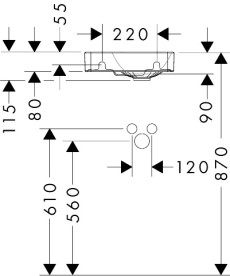Раковина для ванной Hansgrohe Xelu Q 36х25 см полка слева керамика белый 60315450