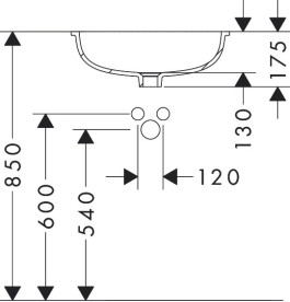Раковина для ванной Hansgrohe Xuniva D под столешницу 45х35 см керамика белый 60152450