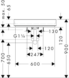 Раковина для ванной Hansgrohe Xuniva Evo U 65х40 см керамика SmartClean HygieneEffect белый 63009450