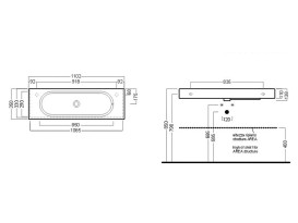 Раковина для ванной Hatria Area 110x35 см керамика белый 00YXNG01