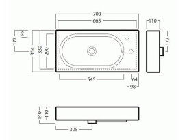 Раковина для ванної Hatria Area 70х35 см кераміка білий 00YXDK01