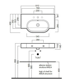 Раковина для ванної Hatria Area 81х45 см кераміка білий 00Y0UP01
