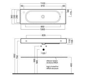 Раковина для ванної Hatria Area 90х35 см кераміка білий 00Y0UE01