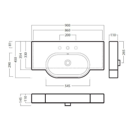 Раковина для ванної Hatria Area 90х45 см кераміка білий 00YXA001