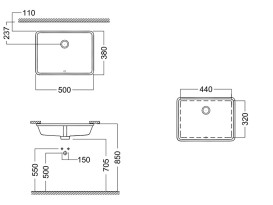 Раковина для ванной Hatria Bahia 13 50х38 см керамика белый глянцевый BH0500380010TU0