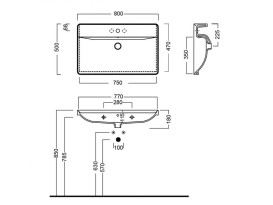 Раковина для ванної Hatria Canalgrande 80х50 см кераміка білий глянцевий 00Y1EK01