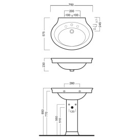 Раковина для ванной Hatria Dolcevita 75х57,5 см санитарный фарфор белый 00Y0EW01