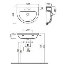 Раковина для ванной Hatria Erika pro 62x46 см керамика белый 00YXJE01