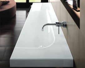 Раковина для ванной Hatria Grandangolo Т правая 130х50 см керамика белый глянцевый 00Y0XT01