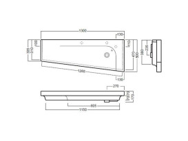 Раковина для ванной Hatria Grandangolo Т правая 130х50 см керамика белый глянцевый 00Y0XT01