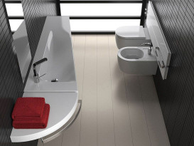 Раковина для ванной Hatria Grandangolo Т левая 130х50 см керамика белый глянцевый 00Y0V001