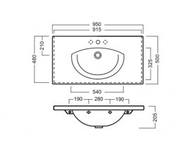 Раковина для ванної Hatria Susan 95х50 см санфарфор білий Y0HI01