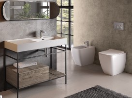 Раковина для ванної Hidra Faster Kiub 101х46 см санфаянс білий глянцевий KI100SX 001 bianco lucido