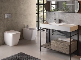 Раковина для ванної Hidra Faster Kiub 101х46 см санфаянс білий глянцевий KI100DX 001 bianco lucido