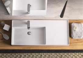 Раковина для ванної Hidra Faster Kiub 101х46 см санфаянс білий глянцевий KI100DX 001 bianco lucido