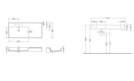 Раковина для ванної Hidra Faster Kiub 101х46 см санфаянс білий глянцевий KI100DX 001 bianco lucido
