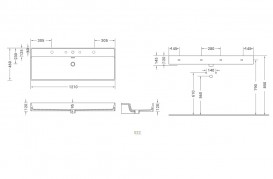 Раковина для ванной Hidra Faster Kiub 121х46 см санфаянс белый матовый мрамор KI120 101 white matt marble