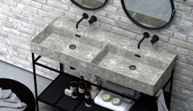 Раковина для ванної Hidra Faster Kiub 121х46 см санфаянс сірий мармур KI120DV 100 ceppo di gre