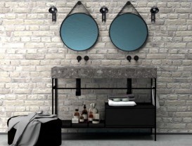 Раковина для ванної Hidra Faster Kiub 121х46 см санфаянс темно-сірий мармур KI120DV 99 ceppo di gre dark