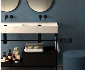 Раковина для ванной Hidra Faster Kiub 121х46 см санфаянс белый матовый мрамор KI120DV 101 white matt marble