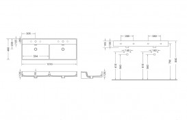 Раковина для ванной Hidra Faster Kiub 121х46 см санфаянс черный матовый мрамор KI120DV 102 black matt marble