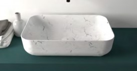 Раковина для ванной Hidra Gio Evolution 60,5х40 см белый матовый мрамор G40E 101 white matt marble