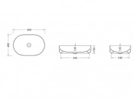 Раковина для ванної Hidra Gio Evolution 60х40 см чорний матовий мармур G60E 102 black matt marble