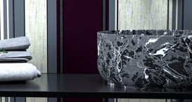 Раковина для ванної Hidra Gio Evolution Ø42 см чорний матовий мармур G42E 102 black matt marble